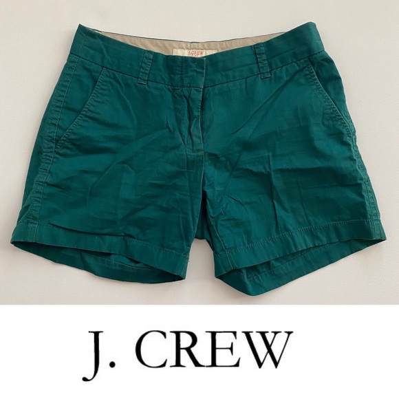 J Crew Dark Green Chino Shorts - Picture 1 of 5